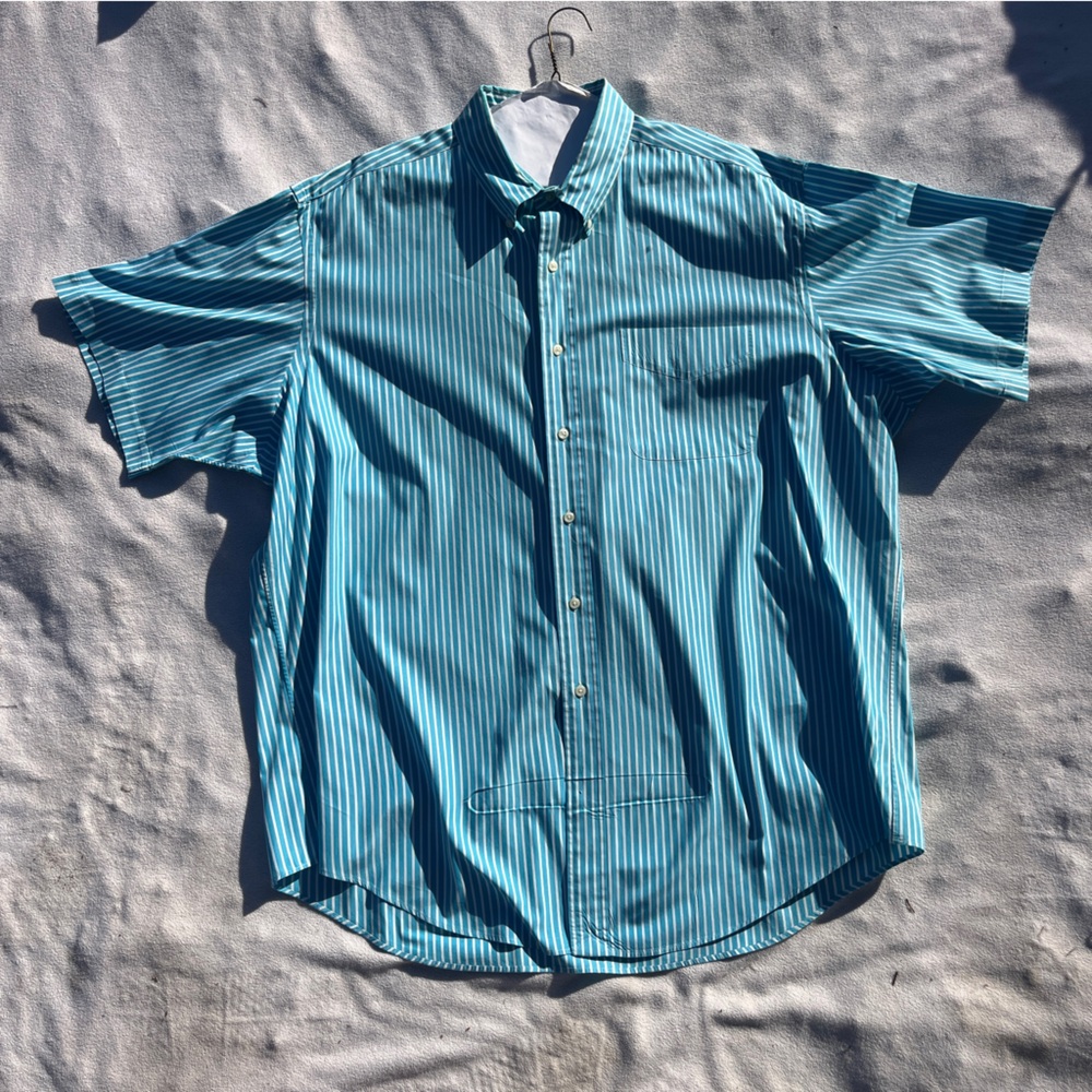 Men’s Polo Ralph Lauren Stripe Tail Blue Shirt Short Sleeve Buttons Size 2xlarge